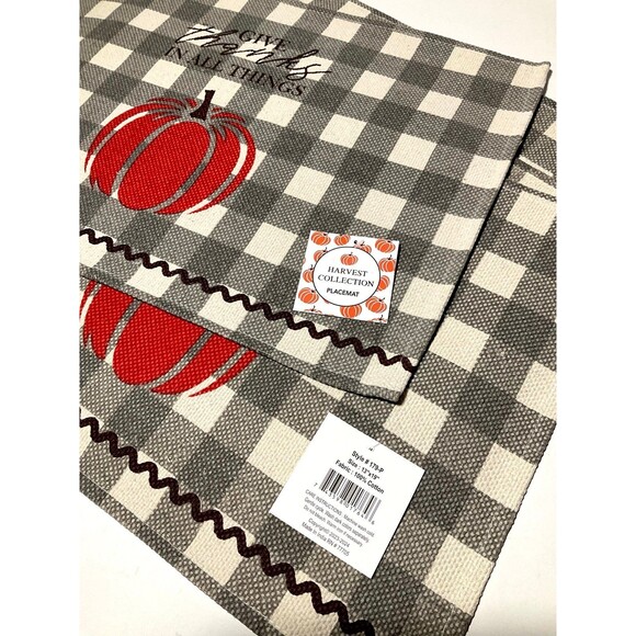 4 Thanksgiving Place Mats- 100% Cotton (Size 13” x 19”) - Picture 3 of 4